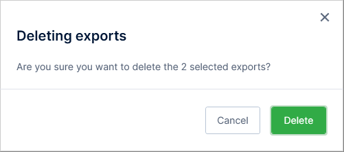 Confirmation dialog for deleting exports