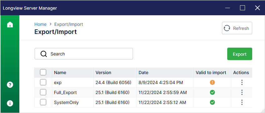 Import/Export page