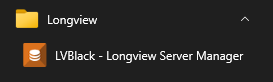Shortcut on the Start menu for launching Longview Server Manager