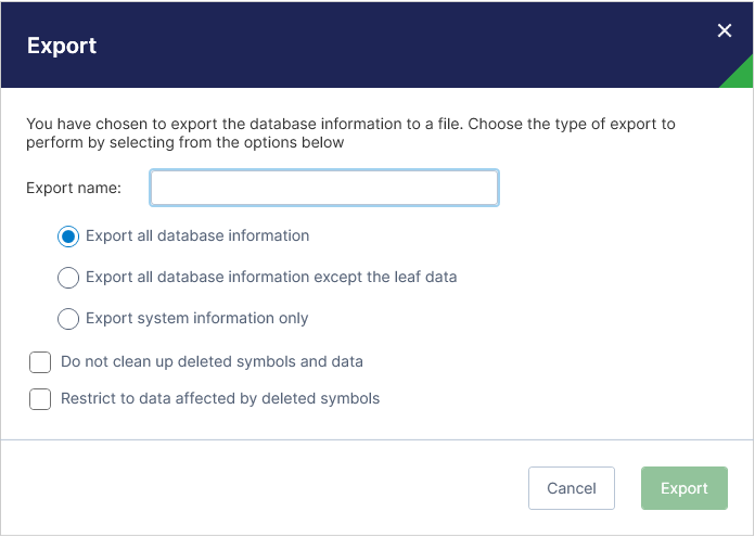Export dialog